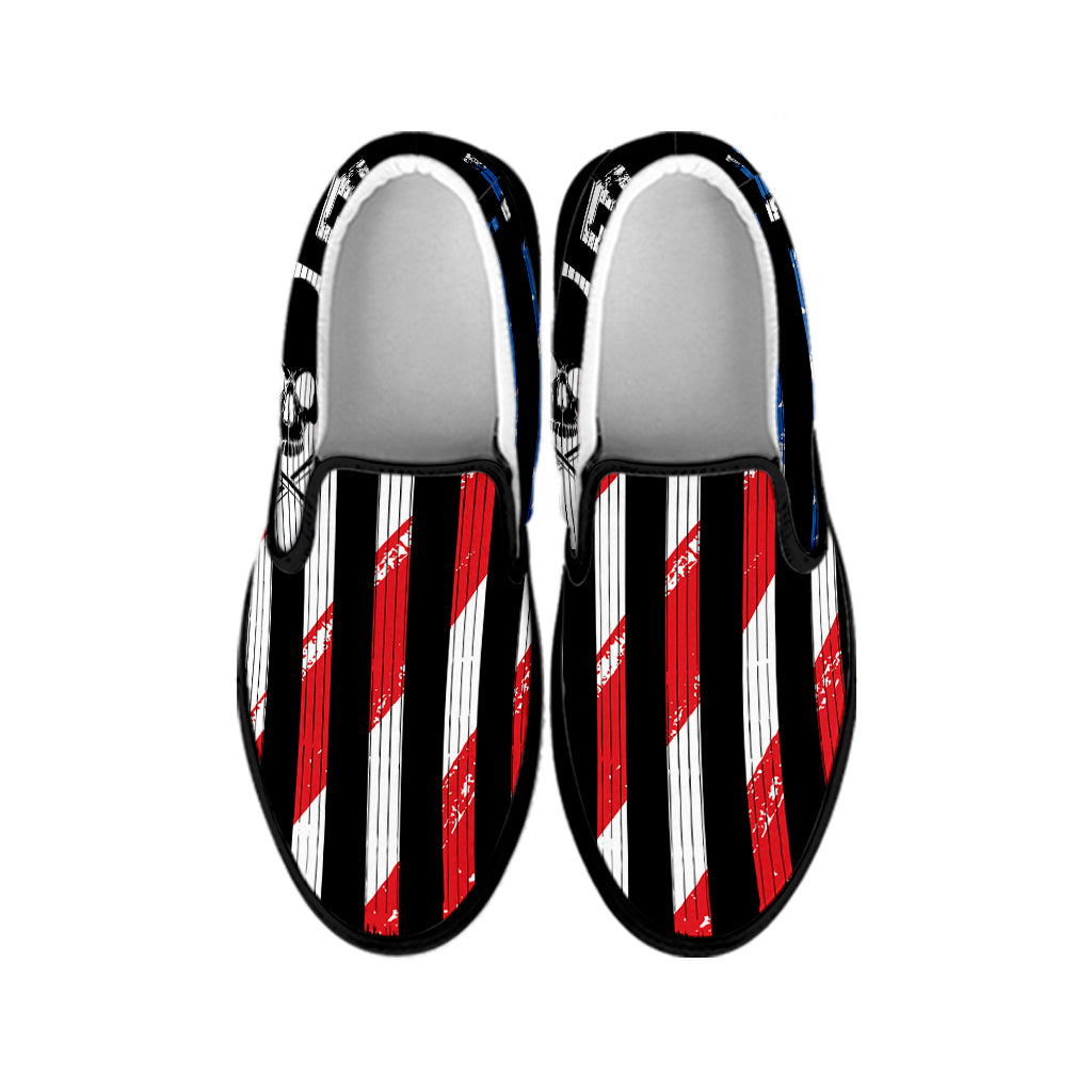 American Flag Freedom Life Print Black Slip On Shoes