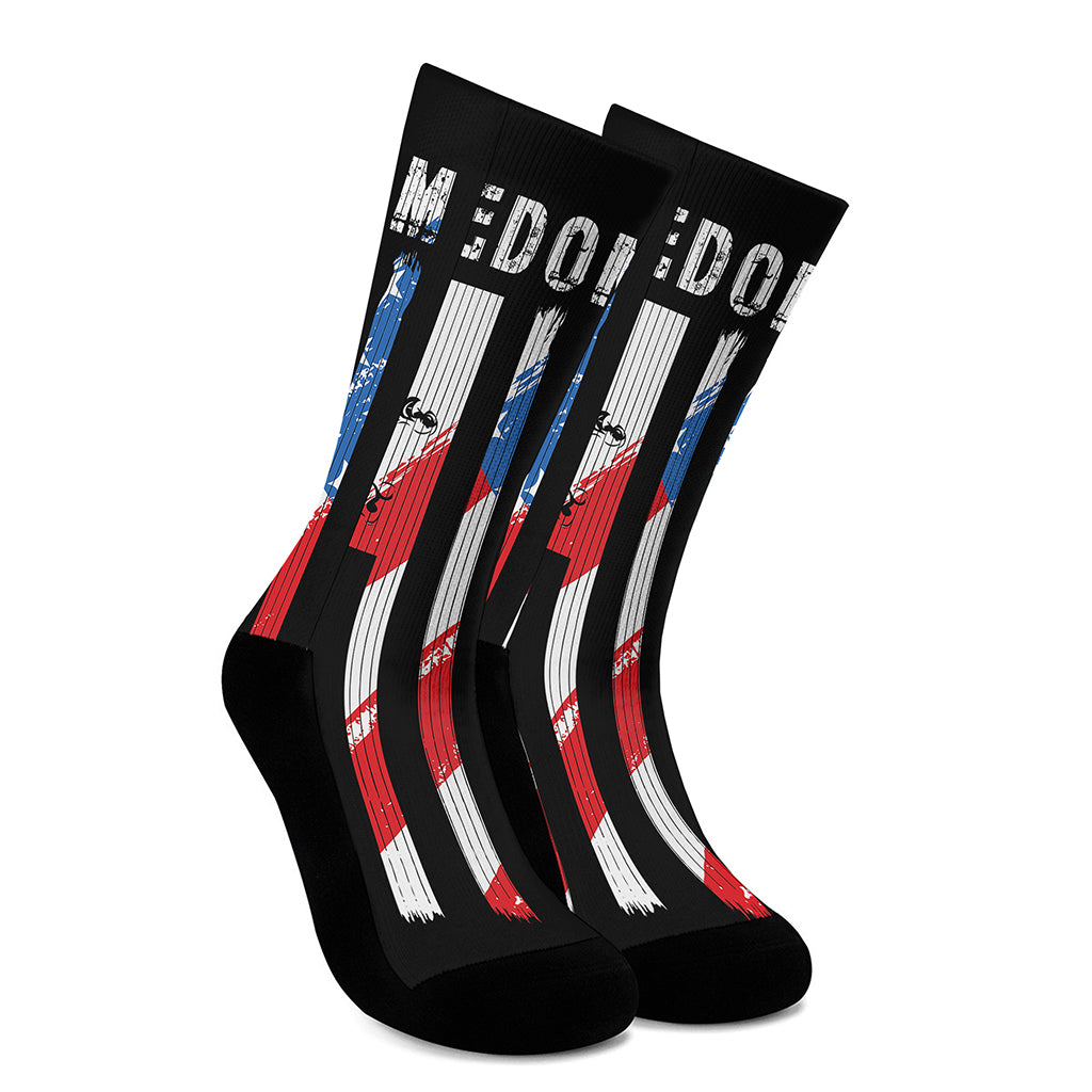 American Flag Freedom Life Print Crew Socks