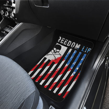 American Flag Freedom Life Print Front and Back Car Floor Mats