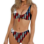 American Flag Freedom Life Print Front Bow Tie Bikini