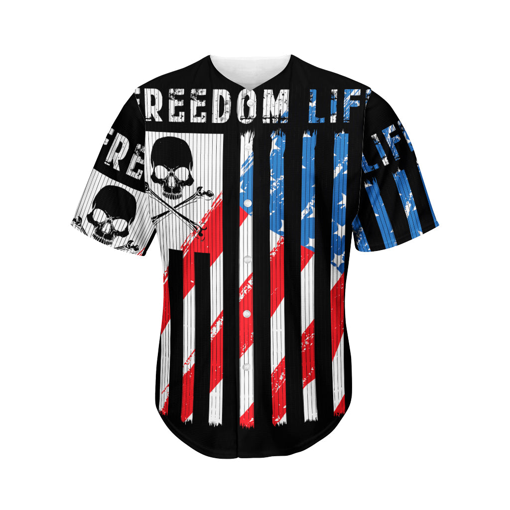 American Flag Freedom Life Print Men's Baseball Jersey