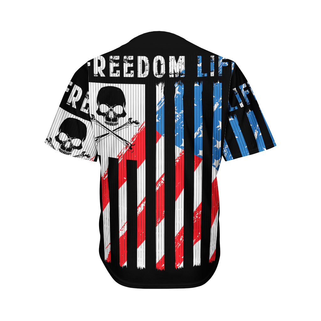 American Flag Freedom Life Print Men's Baseball Jersey