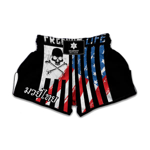 American Flag Freedom Life Print Muay Thai Boxing Shorts