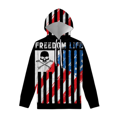 American Flag Freedom Life Print Pullover Hoodie