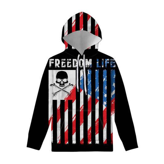 American Flag Freedom Life Print Pullover Hoodie