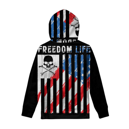 American Flag Freedom Life Print Pullover Hoodie
