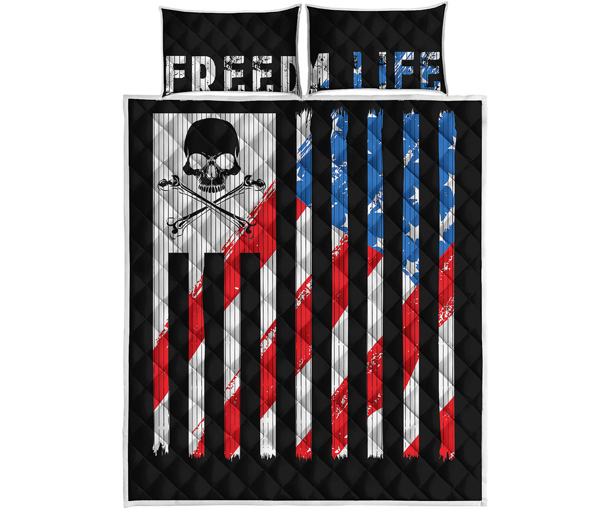 American Flag Freedom Life Print Quilt Bed Set