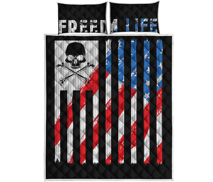 American Flag Freedom Life Print Quilt Bed Set