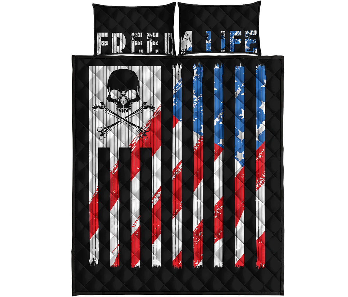 American Flag Freedom Life Print Quilt Bed Set