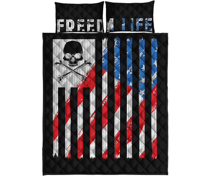 American Flag Freedom Life Print Quilt Bed Set