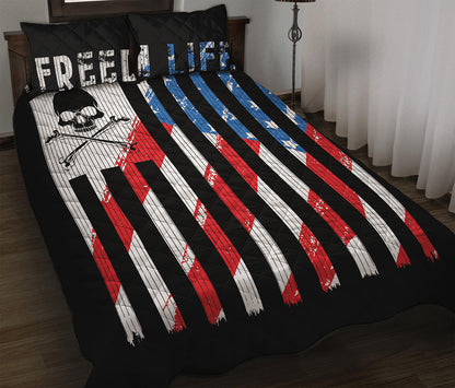 American Flag Freedom Life Print Quilt Bed Set