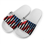 American Flag Freedom Life Print White Slide Sandals