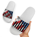 American Flag Freedom Life Print White Slide Sandals
