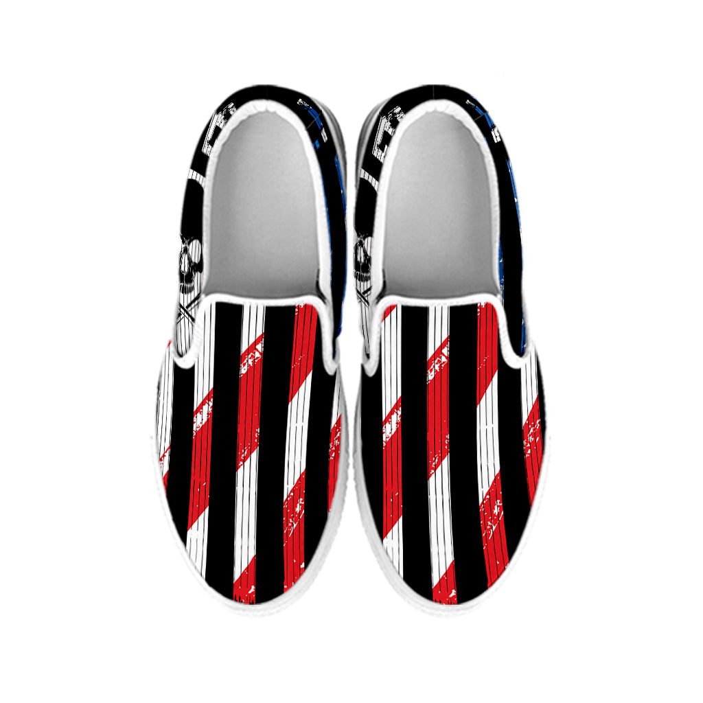 American Flag Freedom Life Print White Slip On Shoes
