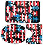 American Flag Jigsaw Puzzle Print 3 Piece Bath Mat Set