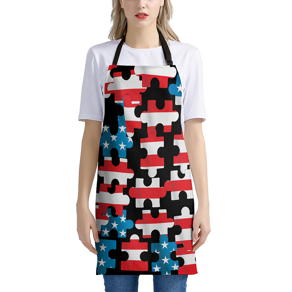 American Flag Jigsaw Puzzle Print Apron