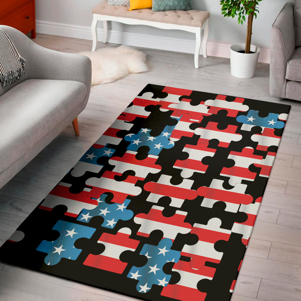 American Flag Jigsaw Puzzle Print Area Rug