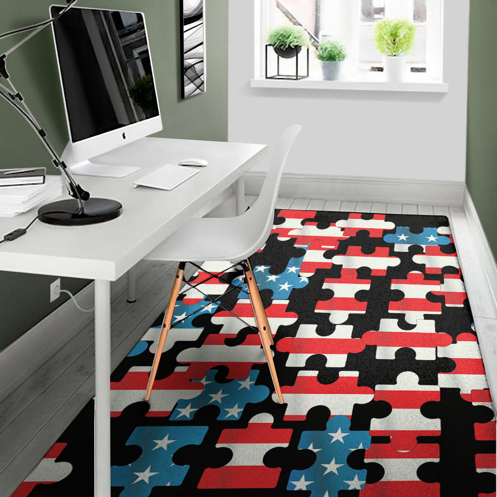 American Flag Jigsaw Puzzle Print Area Rug