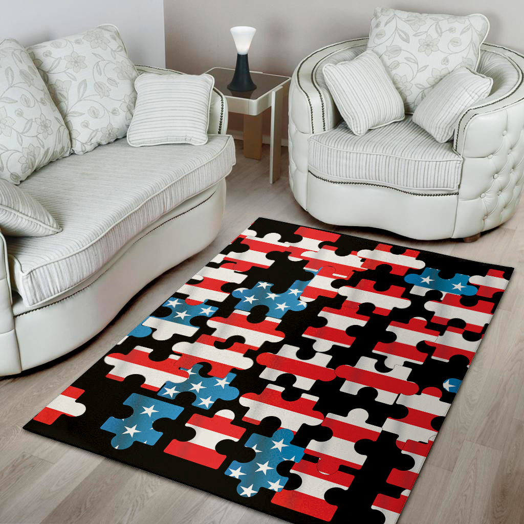 American Flag Jigsaw Puzzle Print Area Rug