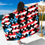 American Flag Jigsaw Puzzle Print Beach Sarong Wrap