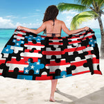 American Flag Jigsaw Puzzle Print Beach Sarong Wrap