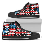 American Flag Jigsaw Puzzle Print Black High Top Shoes