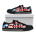 American Flag Jigsaw Puzzle Print Black Low Top Sneakers
