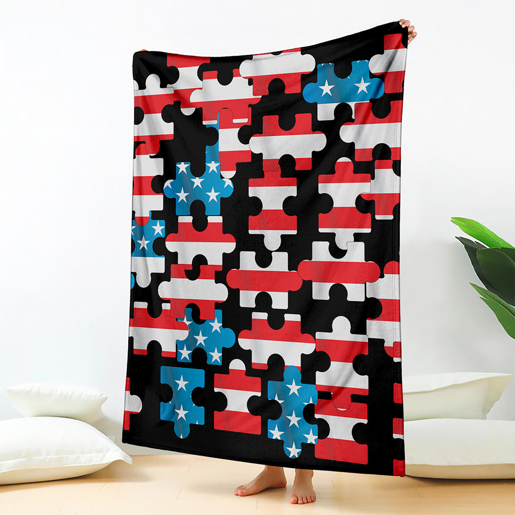 American Flag Jigsaw Puzzle Print Blanket