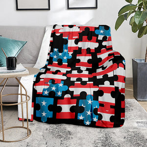 American Flag Jigsaw Puzzle Print Blanket