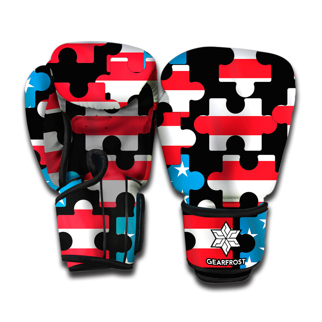 American Flag Jigsaw Puzzle Print Boxing Gloves