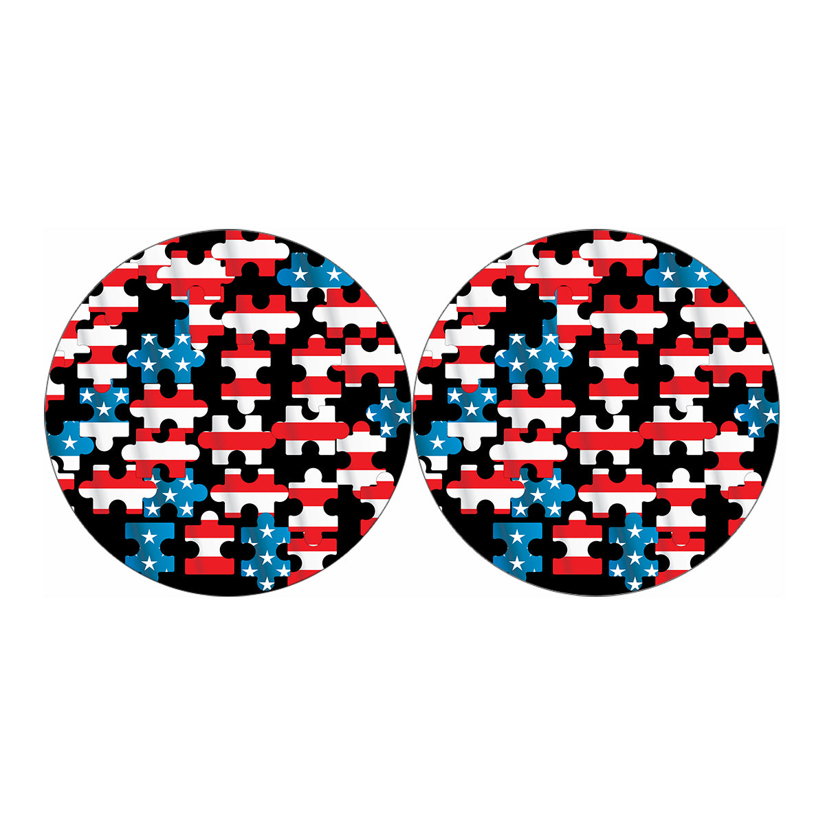 American Flag Jigsaw Puzzle Print Car Coasters