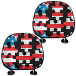 American Flag Jigsaw Puzzle Print Car Headrest Covers