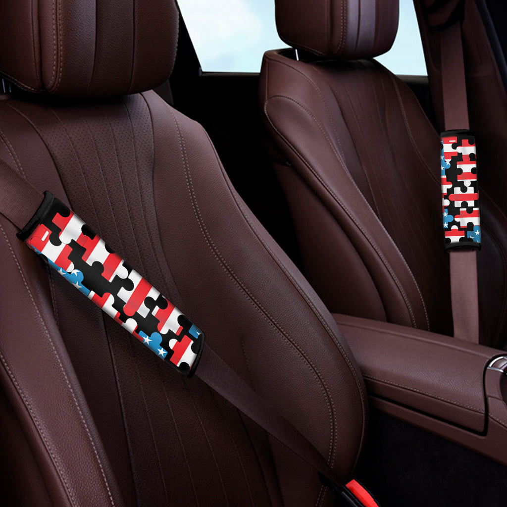 American Flag Jigsaw Puzzle Print Car Seat Belt Covers