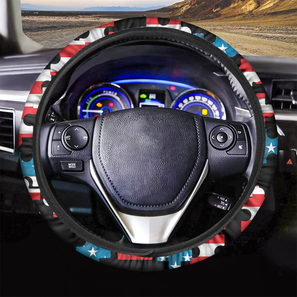 American Flag Jigsaw Puzzle Print Car Steering Wheel Cover
