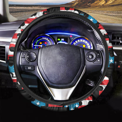 American Flag Jigsaw Puzzle Print Car Steering Wheel Cover