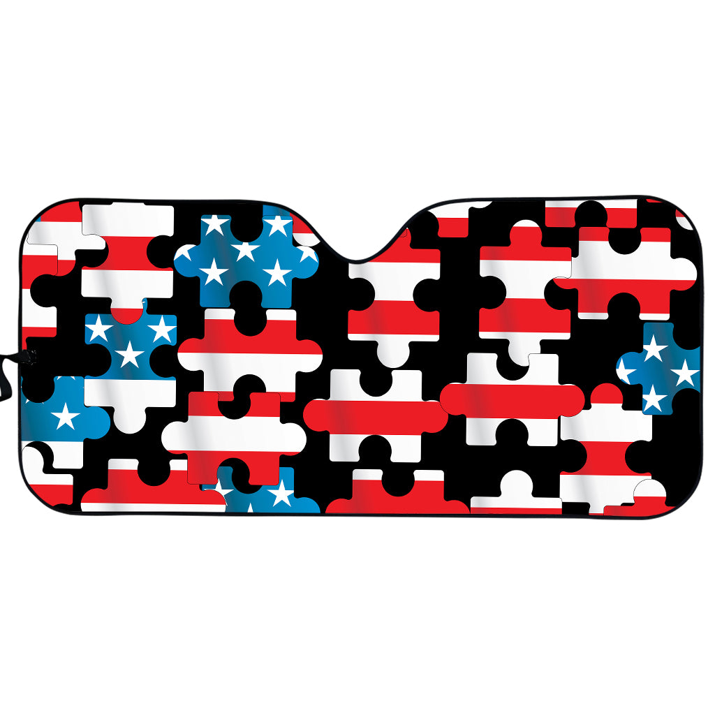 American Flag Jigsaw Puzzle Print Car Sun Shade