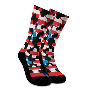 American Flag Jigsaw Puzzle Print Crew Socks