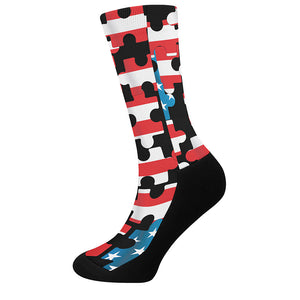 American Flag Jigsaw Puzzle Print Crew Socks