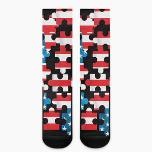 American Flag Jigsaw Puzzle Print Crew Socks