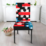 American Flag Jigsaw Puzzle Print Dining Chair Slipcover