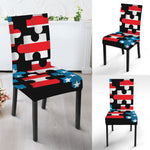 American Flag Jigsaw Puzzle Print Dining Chair Slipcover