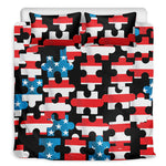 American Flag Jigsaw Puzzle Print Duvet Cover Bedding Set