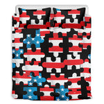 American Flag Jigsaw Puzzle Print Duvet Cover Bedding Set