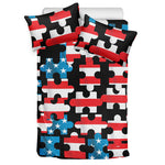 American Flag Jigsaw Puzzle Print Duvet Cover Bedding Set