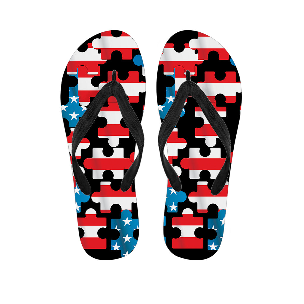 American Flag Jigsaw Puzzle Print Flip Flops