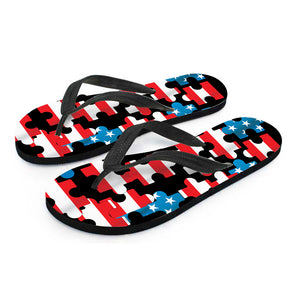 American Flag Jigsaw Puzzle Print Flip Flops