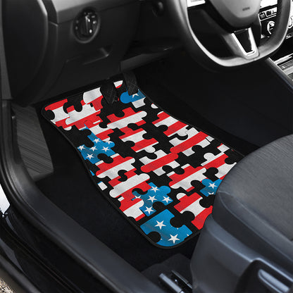 American Flag Jigsaw Puzzle Print Front and Back Car Floor Mats