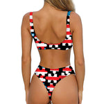 American Flag Jigsaw Puzzle Print Front Bow Tie Bikini