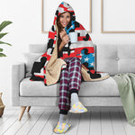 American Flag Jigsaw Puzzle Print Hooded Blanket