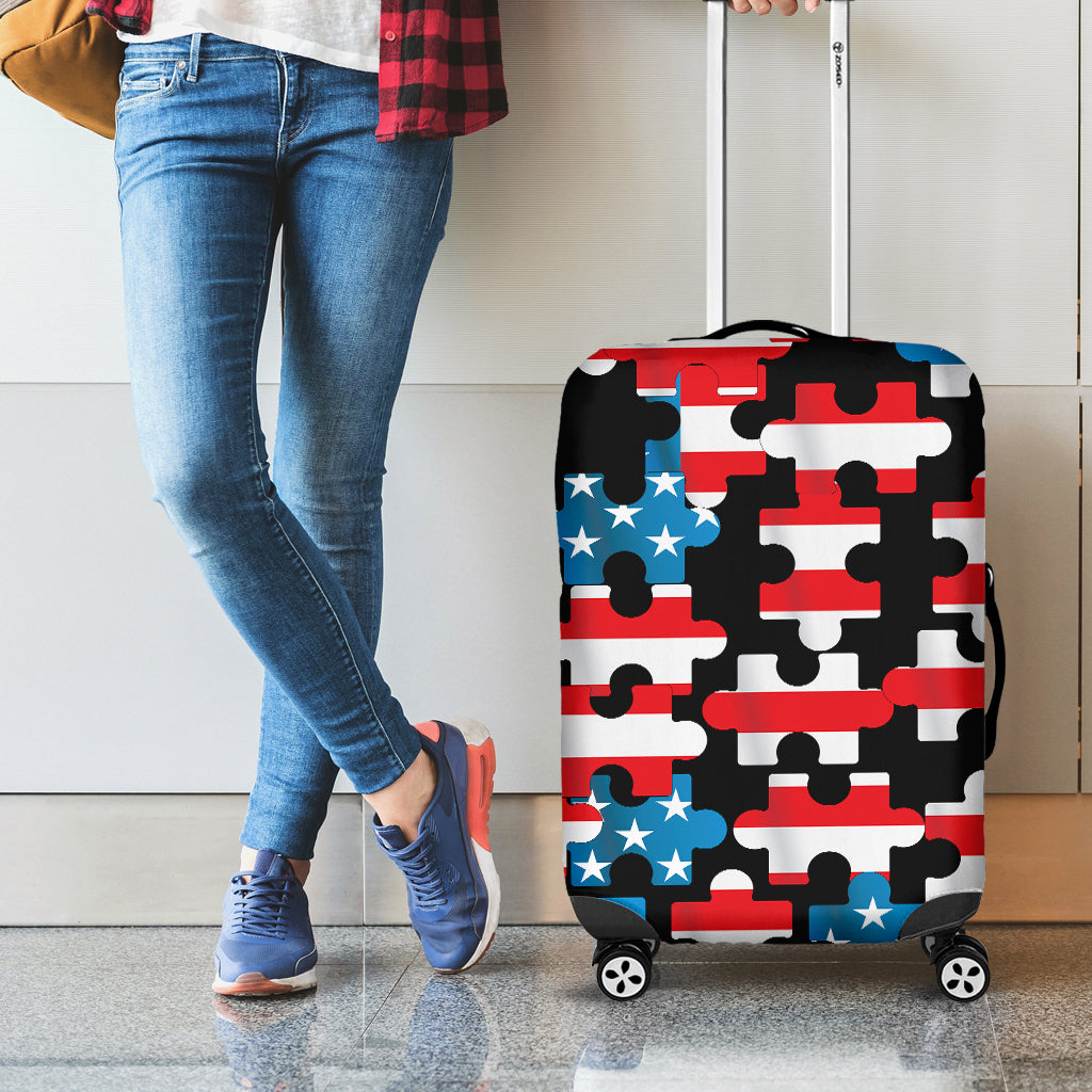 American Flag Jigsaw Puzzle Print Luggage Cover